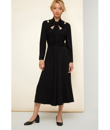 Robe midi à col noeud ajouré prix