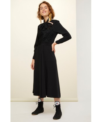 Robe midi à col noeud ajouré prix