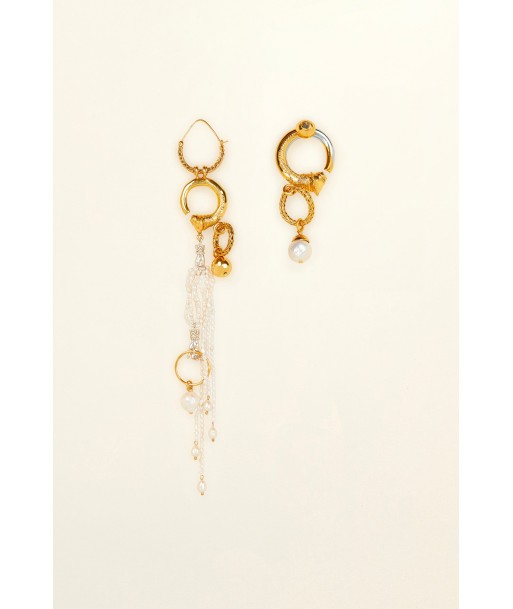 Boucles d'oreilles asymétriques en laiton et perles ouvre sa boutique