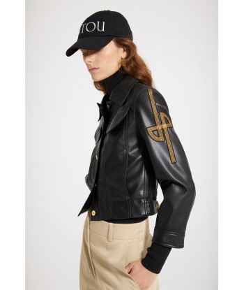 Veste en faux cuir à logo brodé Profitez des Offres !