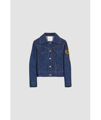 Veste en denim à logo brodé rembourrage situé sous