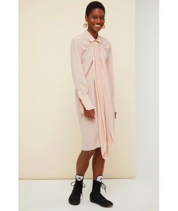 Robe chemise courte en soie à col lavallière offre 