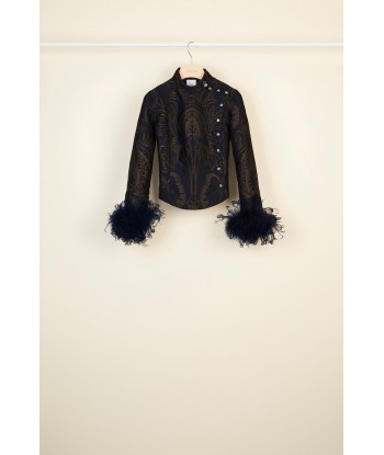 Veste en jacquard avec plumes pas cher chine