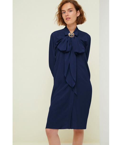 Robe chemise courte en soie à col lavallière paiement sécurisé