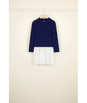 Pull breton en coton avec décoration guipure français