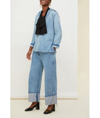 Pantalon en denim bio à revers hantent personnes