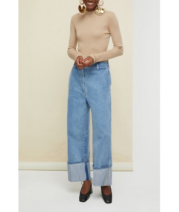 Pantalon en denim bio à revers hantent personnes