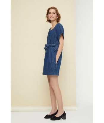 Robe courte en denim à noeuds les muscles