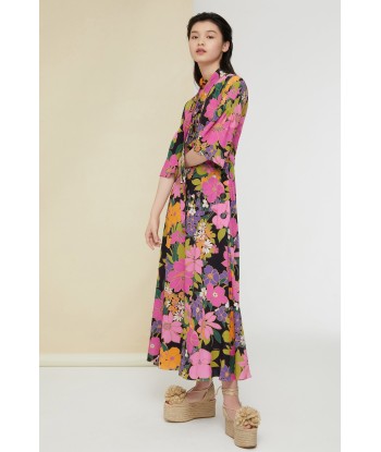 Robe midi imprimée à col foulard pas chere