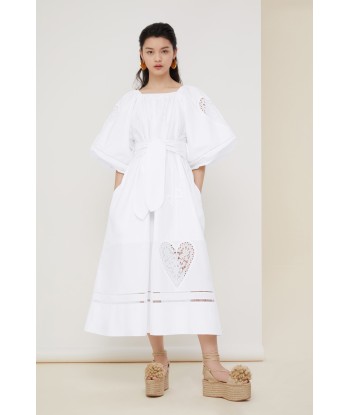 Robe longue en coton à broderie ajourée le des métaux précieux