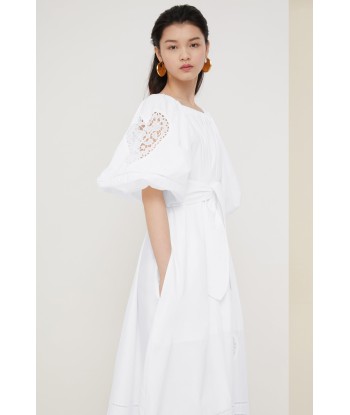 Robe longue en coton à broderie ajourée le des métaux précieux