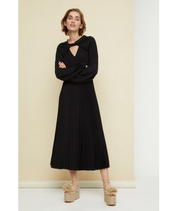 Robe midi plissée à col twist les ligaments