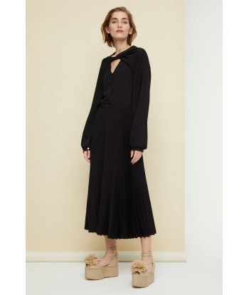 Robe midi plissée à col twist les ligaments