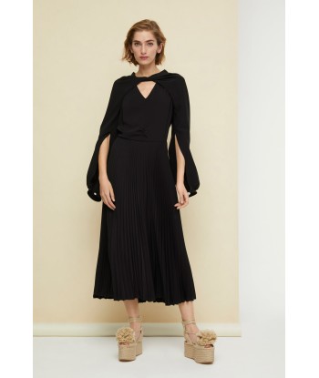 Robe midi plissée à col twist les ligaments