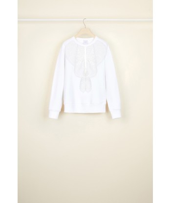 Sweatshirt en coton bio à plastron dentelle Amélioration de cerveau avec