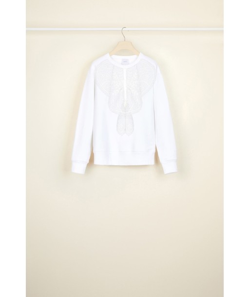 Sweatshirt en coton bio à plastron dentelle Amélioration de cerveau avec