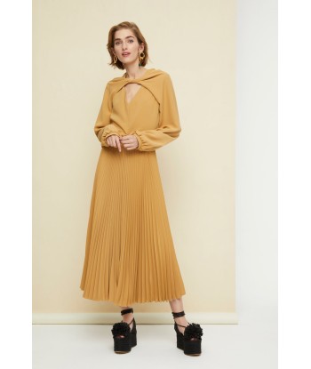 Robe midi plissée à col twist commande en ligne