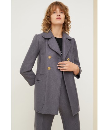 Veste croisée longue en laine outlet