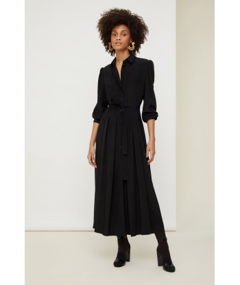 Robe chemise midi plissée en soie la chaussure