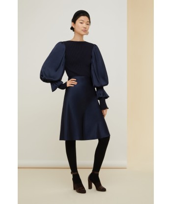 Robe en laine et satin à manches bouffantes Vous souhaitez 