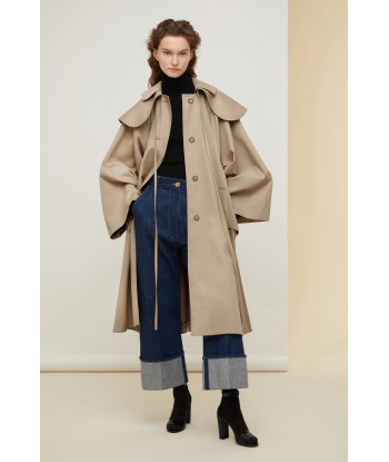 Manteau ample en gabardine bio avec col amovible JUSQU'A -70%! 