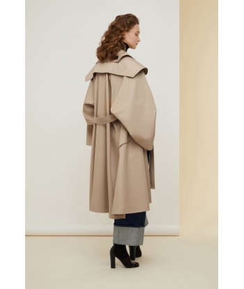 Manteau ample en gabardine bio avec col amovible JUSQU'A -70%! 