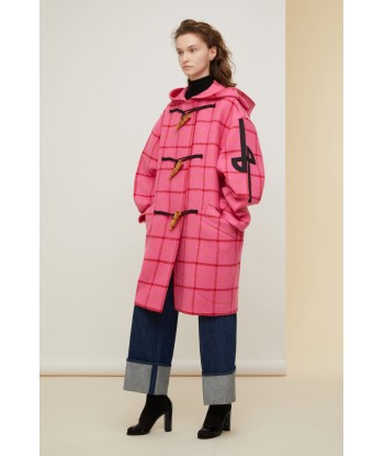 Duffle coat en laine vierge à carreaux pas cher chine