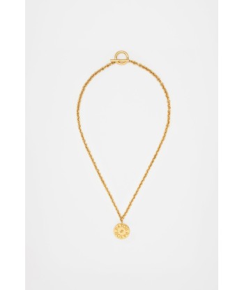 Collier à pendentif pièce en laiton doré en stock