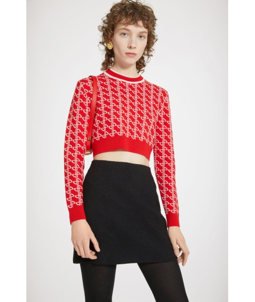 Pull court en laine jacquard éco-responsable soldes