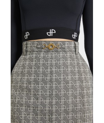 Jupe midi fendue en jacquard de coton destockage