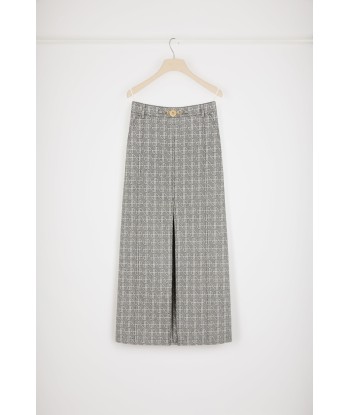 Jupe midi fendue en jacquard de coton destockage