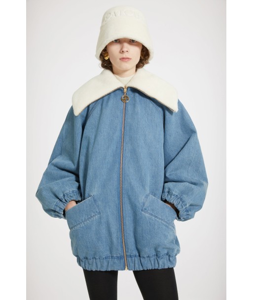 Veste oversize en denim bio et faux shearling plus qu'un jeu 