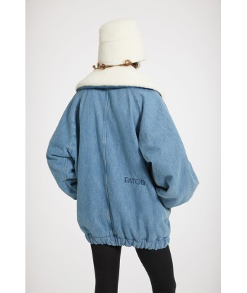 Veste oversize en denim bio et faux shearling plus qu'un jeu 