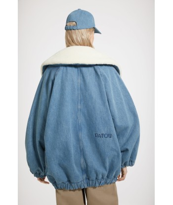 Veste oversize en denim bio et faux shearling plus qu'un jeu 