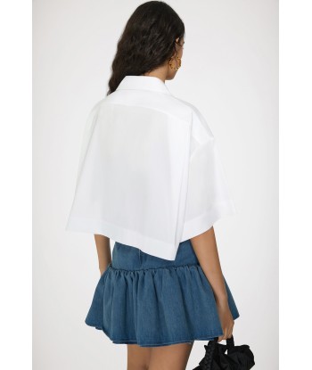 Chemise courte à motif ondulé en coton éco-responsable destockage