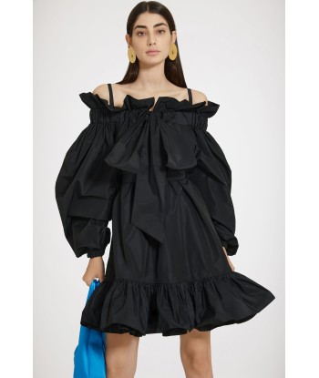 Robe courte volumineuse en faille recyclée Pour