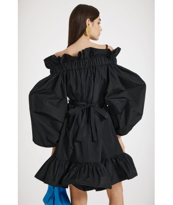 Robe courte volumineuse en faille recyclée Pour