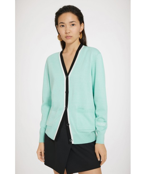 Cardigan à col contrasté en coton et laine Comparez plus de prix