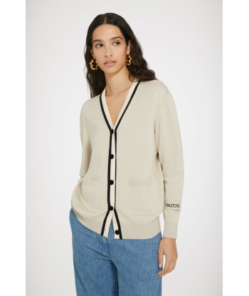 Cardigan à col contrasté en coton et laine vous aussi creer 