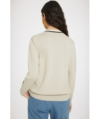 Cardigan à col contrasté en coton et laine vous aussi creer 