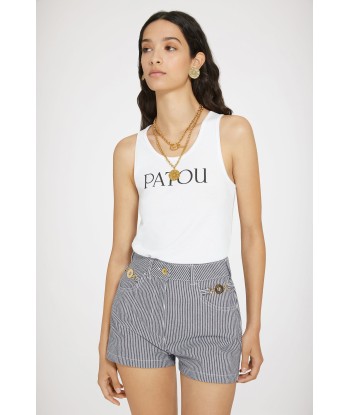 Mini short en denim rayé solde