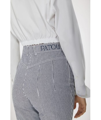 Pantalon évasé en denim bio rayé 50-70% off 