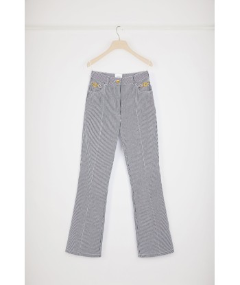 Pantalon évasé en denim bio rayé 50-70% off 