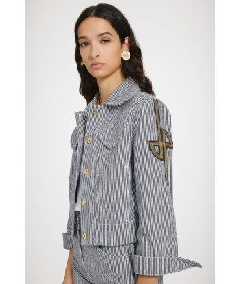 Veste en denim rayé à logo brodé pour bénéficier 