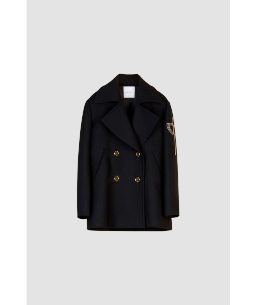 Oversize Peacoat-Mantel aus Wolle mit gesticktem Logo Livraison rapide