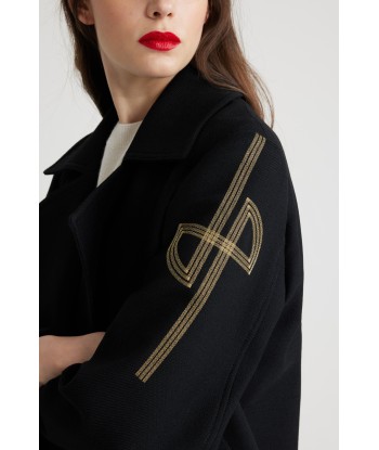 Oversize Peacoat-Mantel aus Wolle mit gesticktem Logo Livraison rapide