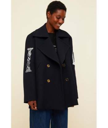 Peacoat-Mantel mit juwelenverziertem Logo prix