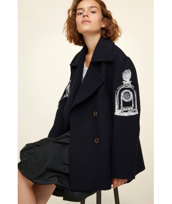 Peacoat-Mantel mit juwelenverziertem Logo prix