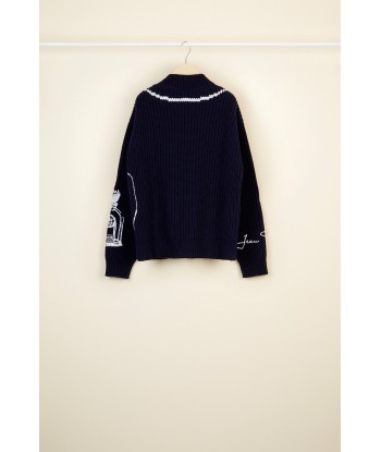 Bestickter Oversize-Pullover aus Merinowolle meilleur choix